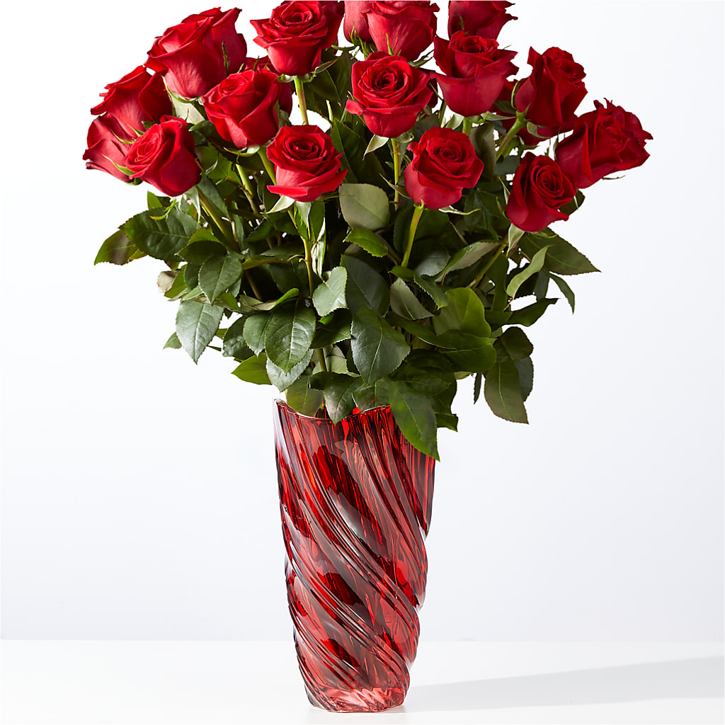 Classic Love Red Rose Bouquet with Luxe Swirl Vase – The Total Event Li Inc, Bethpage NY