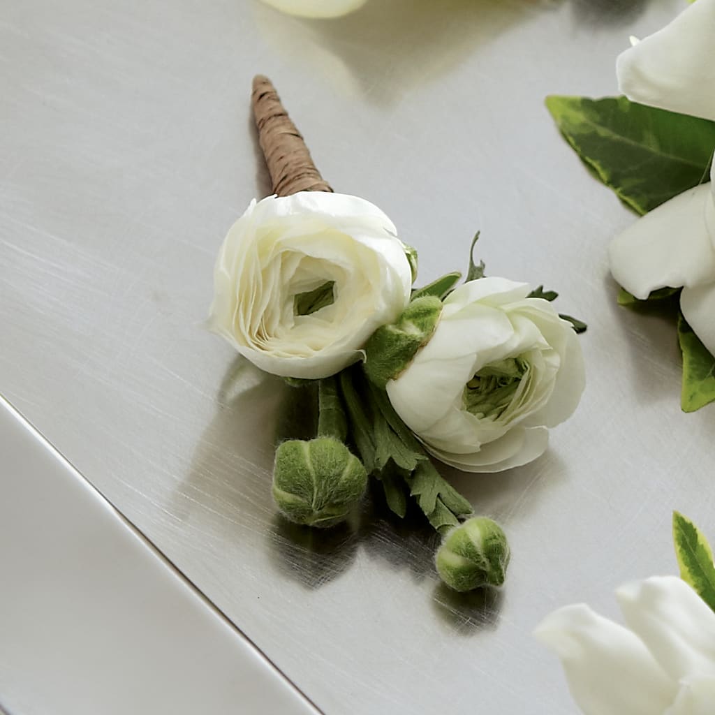 White Ranunculus Boutonniere – The Total Event Li Inc, Bethpage NY
