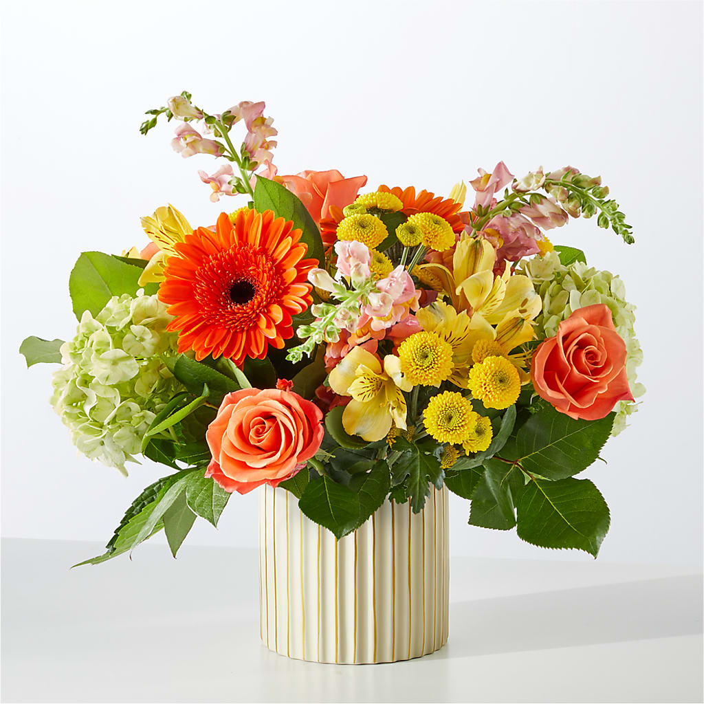 Autumn Sunshine Bouquet with Ivory Vase –  The Total Event Li Inc, Bethpage NY